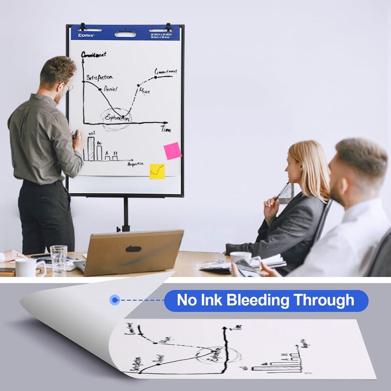 COMIX Lined Sticky Easel Pad, 25 x 30 Inches Flip Chart Paper for Teachers, Large Self Stick Easel Paper, 30 Sheets/Pad, 2 Pads/Pack - Image 5